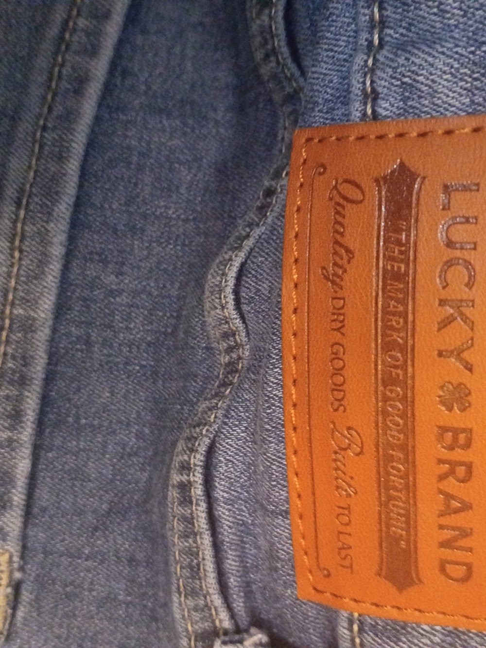 Lucky Brand Men's Medium Blue Straight Jeans with Leather Patch